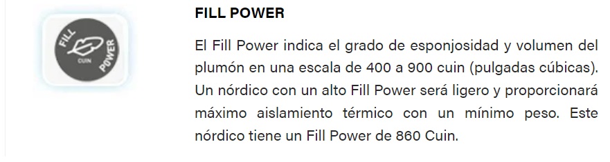 Fill Power de los rellenos de plumón